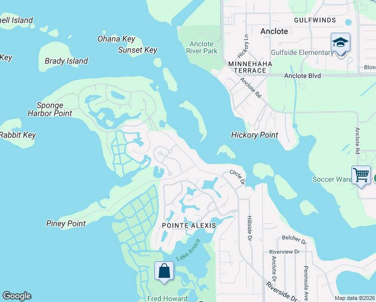 map of restaurants, bars, coffee shops, grocery stores, and more near 1514 Riverside Drive in Tarpon Springs