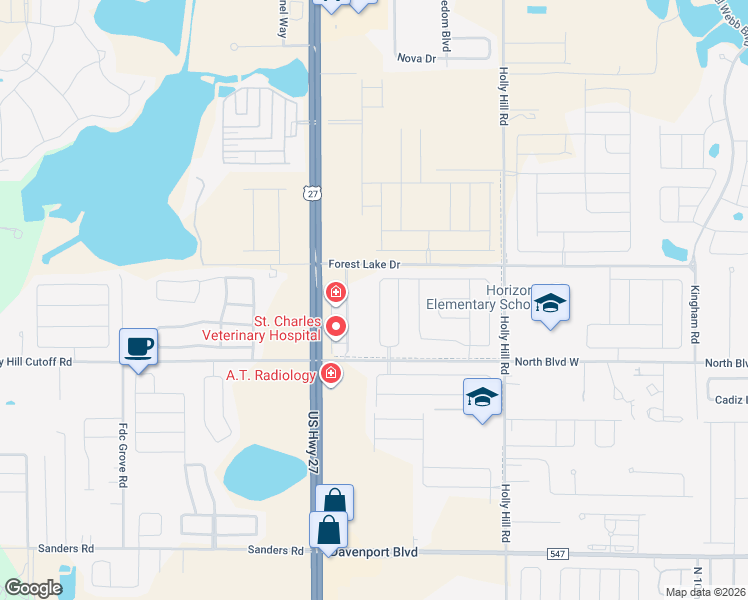 map of restaurants, bars, coffee shops, grocery stores, and more near 144 Taft Drive in Davenport