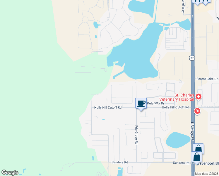 map of restaurants, bars, coffee shops, grocery stores, and more near 708 Diamond Acres Road in Davenport