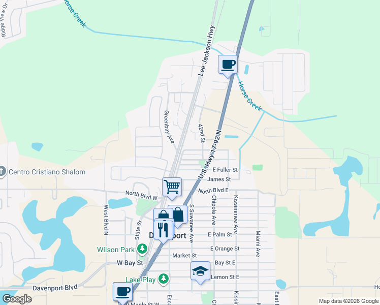 map of restaurants, bars, coffee shops, grocery stores, and more near 113 Murphy Street in Davenport
