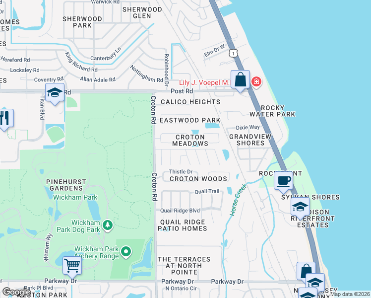 map of restaurants, bars, coffee shops, grocery stores, and more near 3699 Tree Line Boulevard in Melbourne