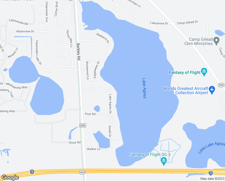 map of restaurants, bars, coffee shops, grocery stores, and more near 673 Lake Agnes Drive in Polk City