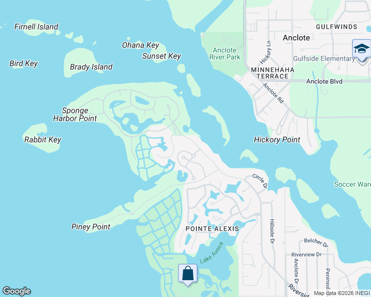 map of restaurants, bars, coffee shops, grocery stores, and more near 1674 Citrine Trail in Tarpon Springs