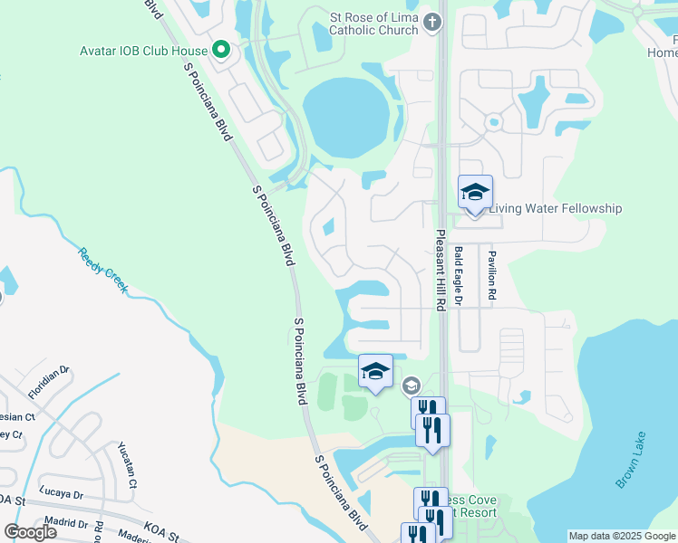 map of restaurants, bars, coffee shops, grocery stores, and more near 3642 Sail Harbor Drive in Kissimmee