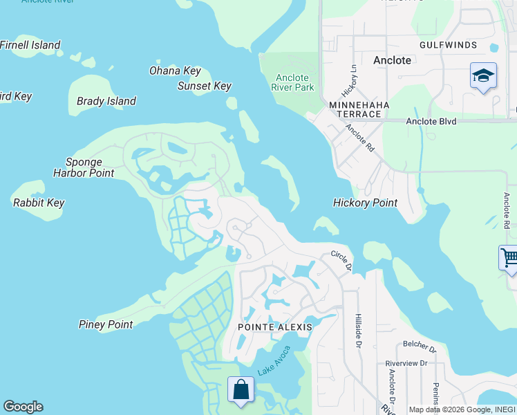 map of restaurants, bars, coffee shops, grocery stores, and more near 1542 Riverside Drive in Tarpon Springs