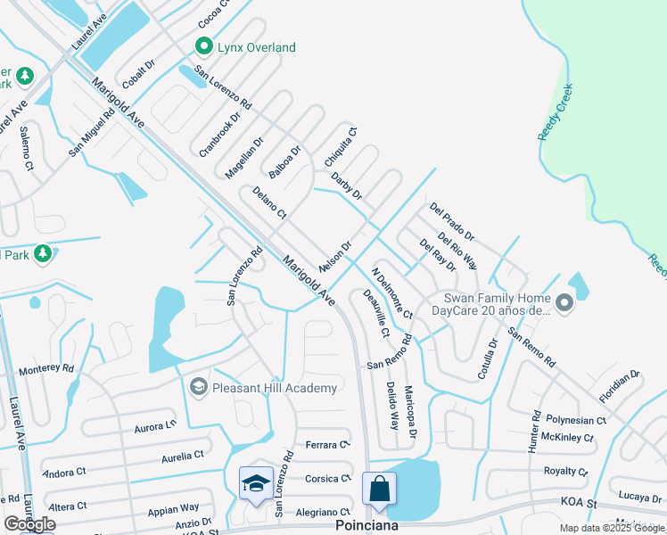 map of restaurants, bars, coffee shops, grocery stores, and more near 840 Nelson Drive in Kissimmee