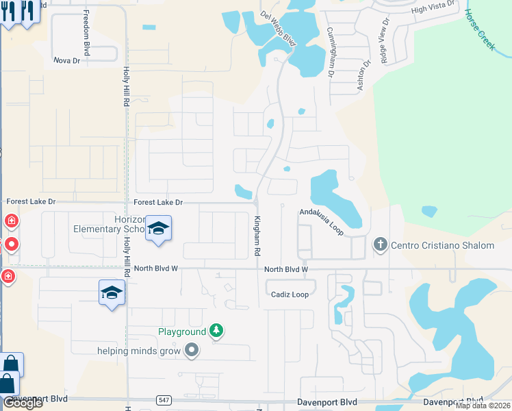 map of restaurants, bars, coffee shops, grocery stores, and more near 1599 Forest Lake Drive in Davenport