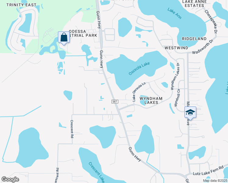 map of restaurants, bars, coffee shops, grocery stores, and more near 19615 County Road 587 in Odessa