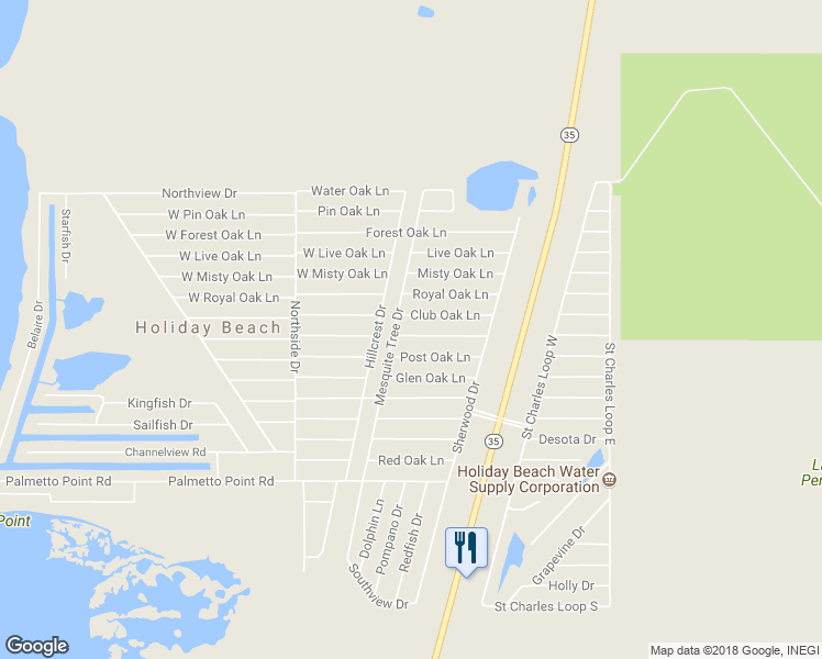 map of restaurants, bars, coffee shops, grocery stores, and more near 316 Rustic Oak Lane in Rockport
