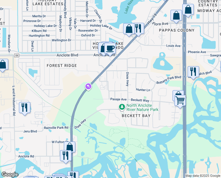 map of restaurants, bars, coffee shops, grocery stores, and more near 1682 Wilmar Avenue in Tarpon Springs