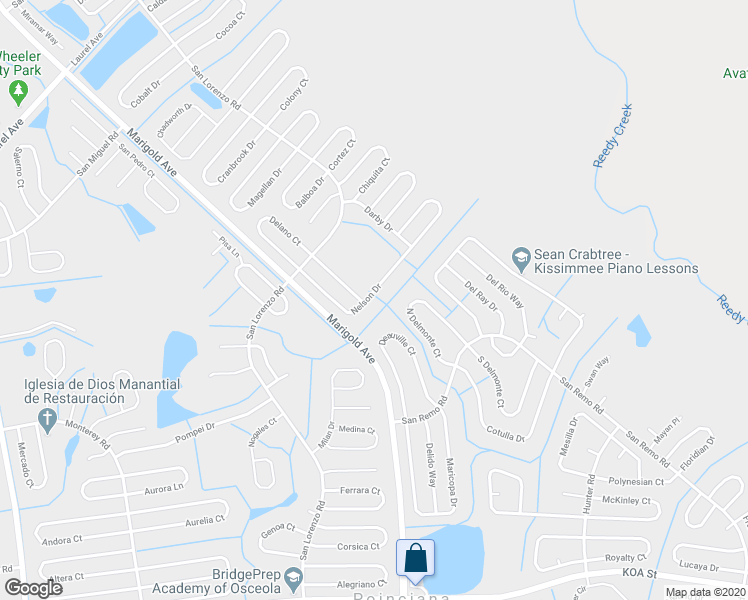 map of restaurants, bars, coffee shops, grocery stores, and more near 840 Nelson Drive in Kissimmee
