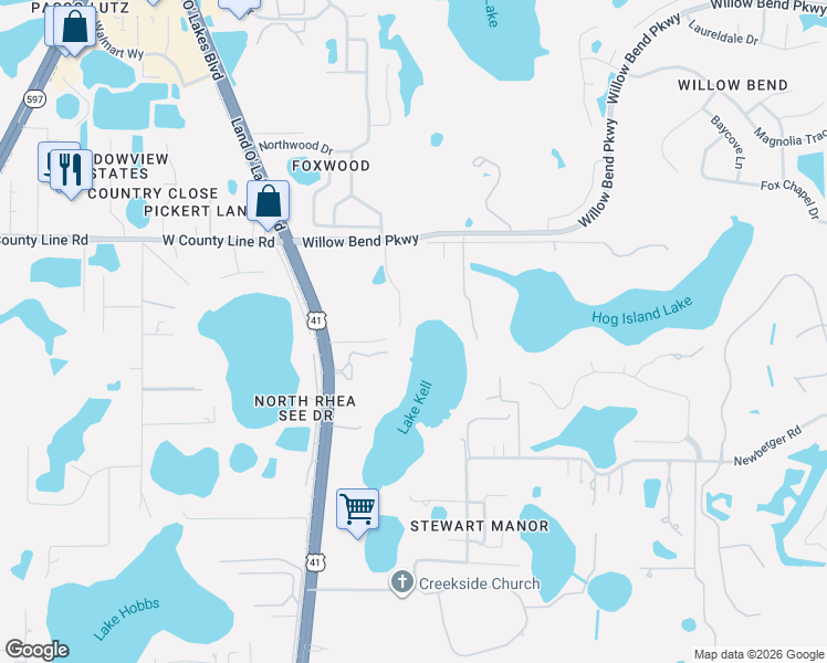 map of restaurants, bars, coffee shops, grocery stores, and more near 19723 U.S. 41 in Lutz