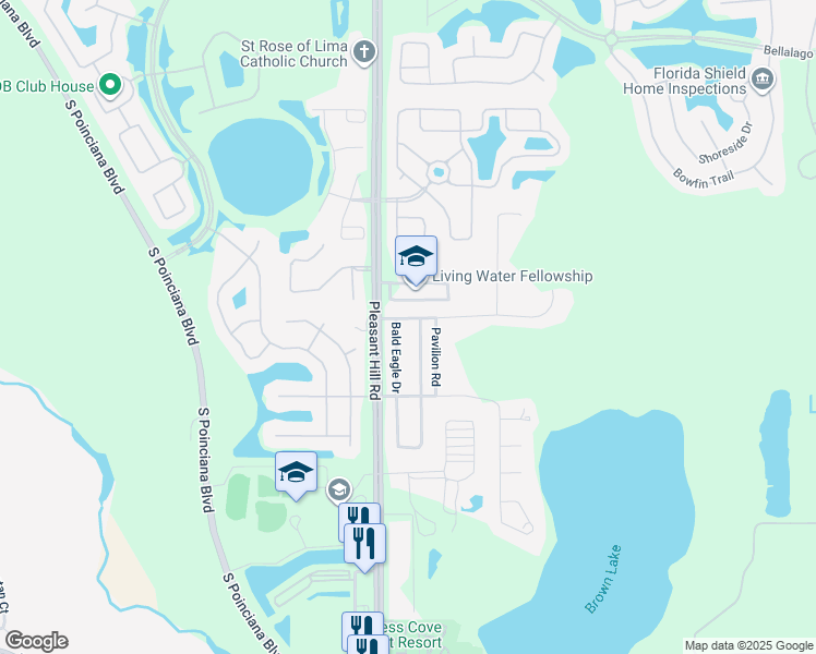 map of restaurants, bars, coffee shops, grocery stores, and more near 3480 Hawkin Drive in Kissimmee