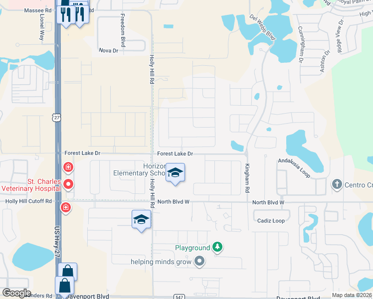 map of restaurants, bars, coffee shops, grocery stores, and more near 1201-1599 Forest Lake Drive in Davenport