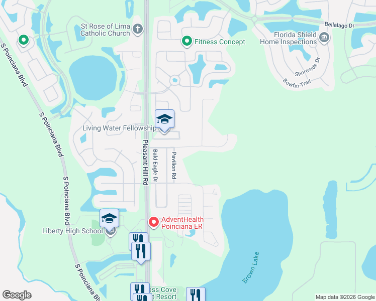 map of restaurants, bars, coffee shops, grocery stores, and more near 3434 Hawkin Drive in Kissimmee