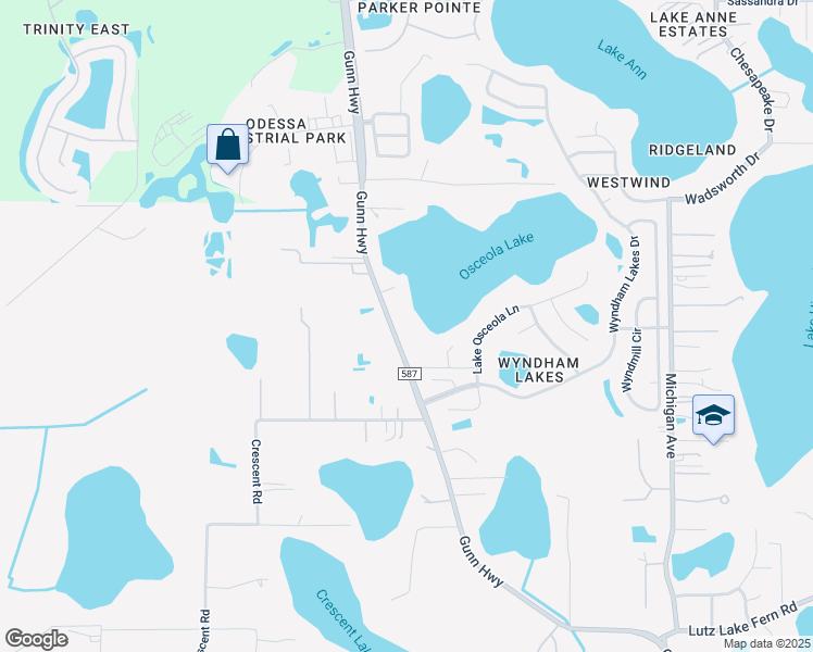 map of restaurants, bars, coffee shops, grocery stores, and more near 19615 County Road 587 in Odessa