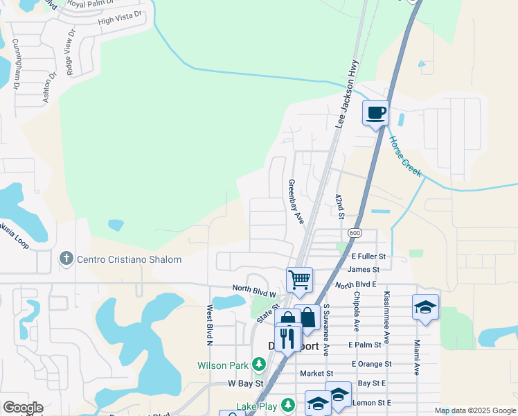 map of restaurants, bars, coffee shops, grocery stores, and more near 512 Wildcat Lane in Davenport