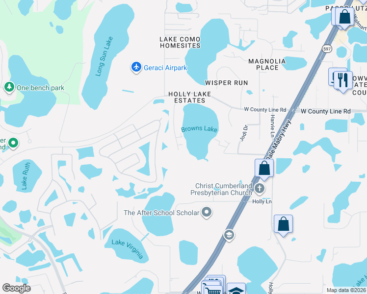 map of restaurants, bars, coffee shops, grocery stores, and more near 19801 Reading Road in Lutz