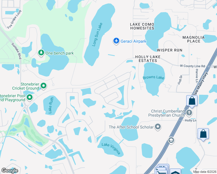 map of restaurants, bars, coffee shops, grocery stores, and more near 2817 Winglewood Circle in Lutz