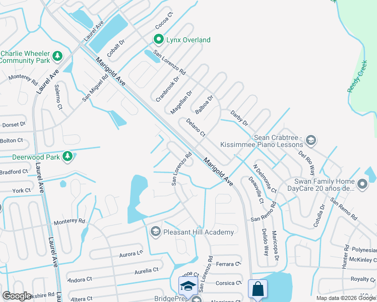 map of restaurants, bars, coffee shops, grocery stores, and more near 836 Valnera Court in Kissimmee