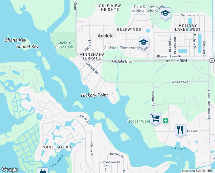 map of restaurants, bars, coffee shops, grocery stores, and more near 1131 Anclote Road in Tarpon Springs