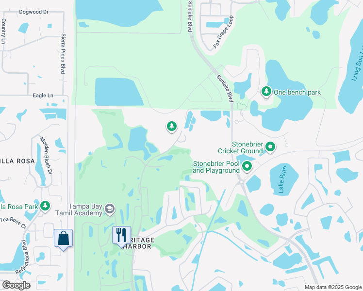 map of restaurants, bars, coffee shops, grocery stores, and more near 4220 Fishermans Pier Court in Lutz