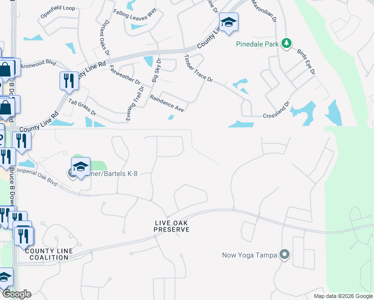 map of restaurants, bars, coffee shops, grocery stores, and more near 9450 Leatherwood Avenue in Tampa