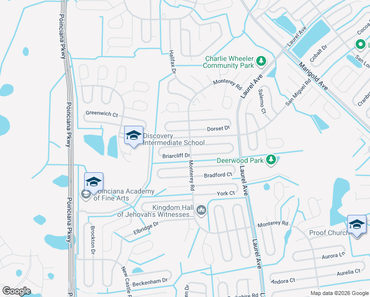 map of restaurants, bars, coffee shops, grocery stores, and more near 70 Bolton Court in Kissimmee