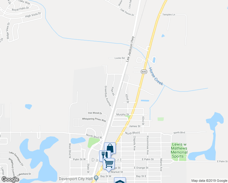 map of restaurants, bars, coffee shops, grocery stores, and more near 715 County Road 547 in Davenport