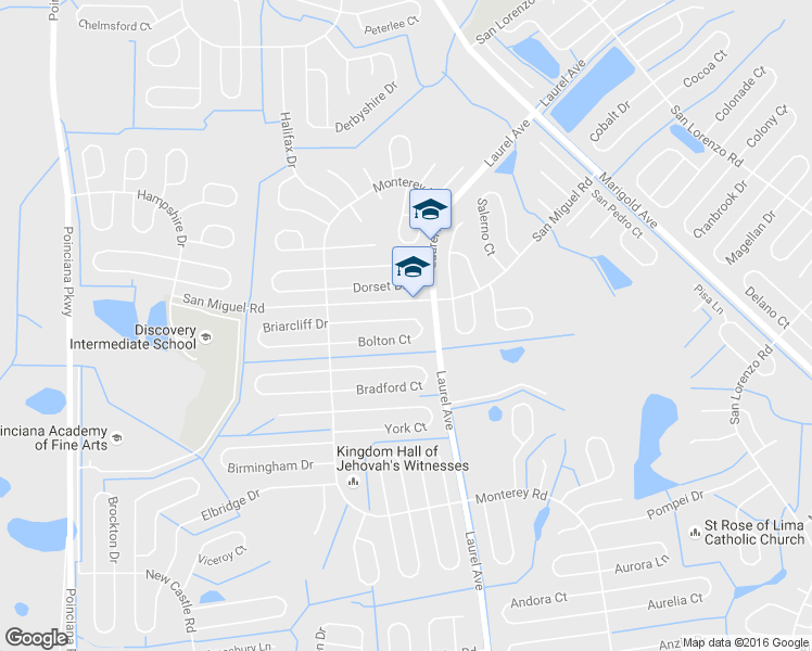 map of restaurants, bars, coffee shops, grocery stores, and more near 43 Bolton Court in Kissimmee