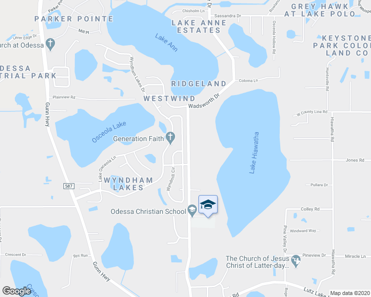 map of restaurants, bars, coffee shops, grocery stores, and more near 19901 Wyndmill Circle in Odessa