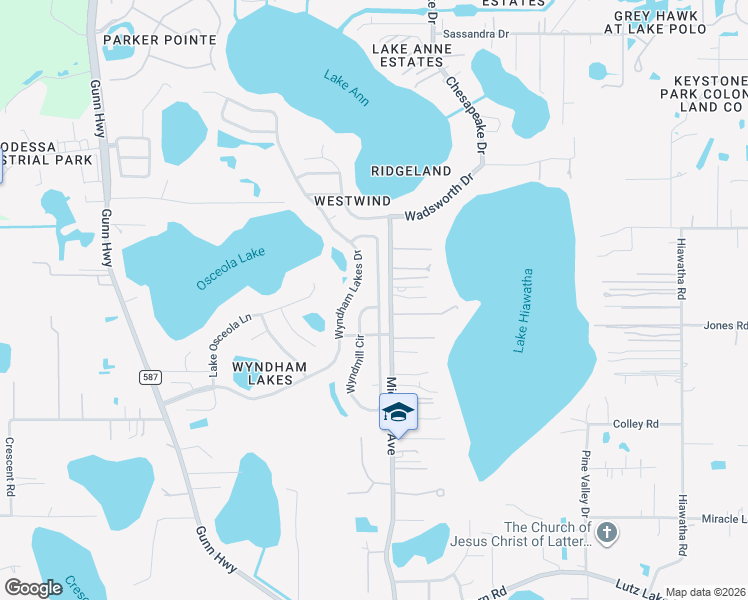 map of restaurants, bars, coffee shops, grocery stores, and more near 19401 Wyndmill Circle in Odessa