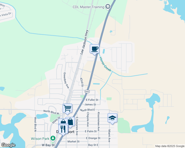 map of restaurants, bars, coffee shops, grocery stores, and more near 124 Bargain Barn Road in Davenport