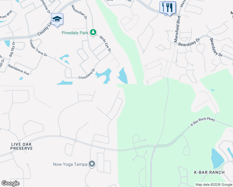 map of restaurants, bars, coffee shops, grocery stores, and more near 20506 Carolina Cherry Court in Tampa