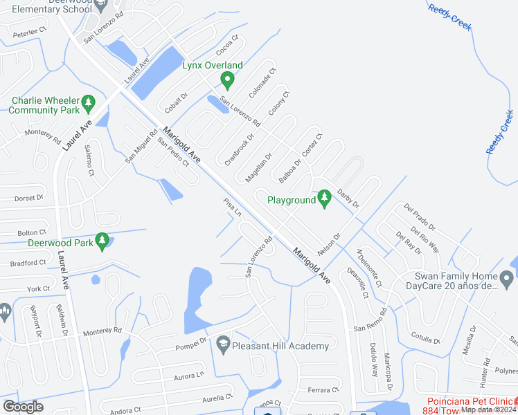 map of restaurants, bars, coffee shops, grocery stores, and more near 916 Delano Court in Kissimmee
