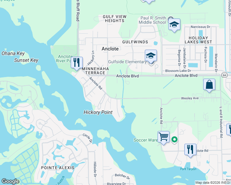 map of restaurants, bars, coffee shops, grocery stores, and more near 1130 Anclote Road in Tarpon Springs