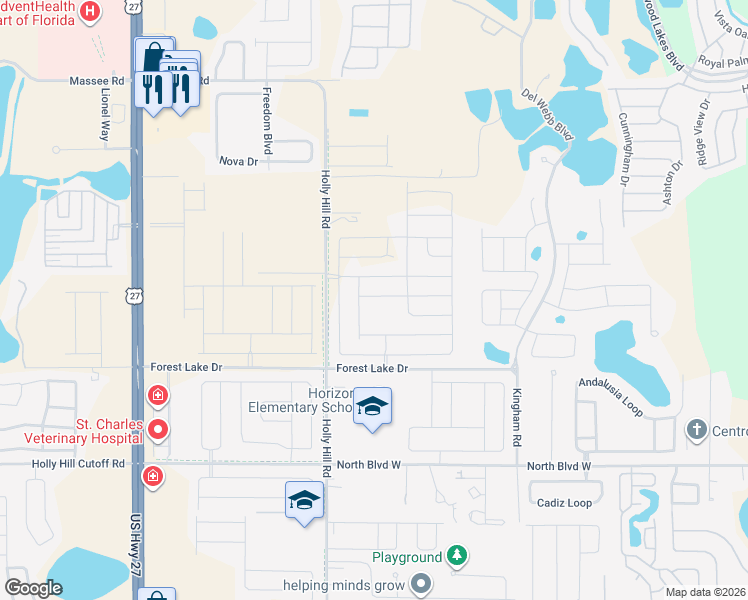 map of restaurants, bars, coffee shops, grocery stores, and more near 1110 Holly Hill Road in Davenport