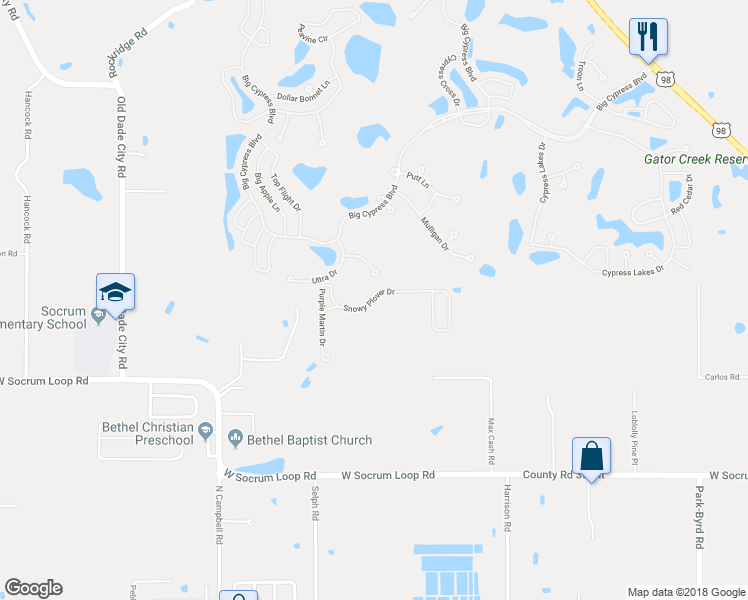 map of restaurants, bars, coffee shops, grocery stores, and more near Snowy Plover Drive in Lakeland