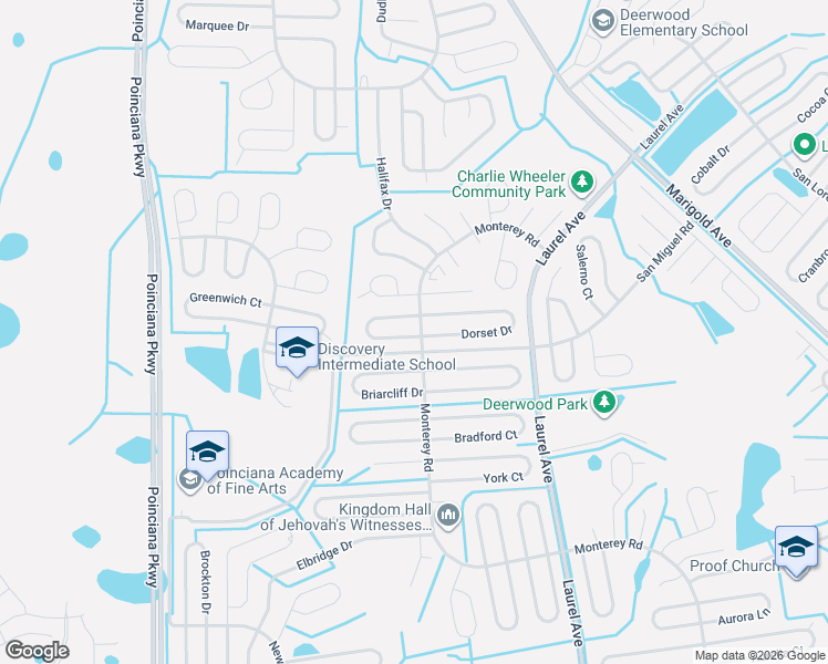 map of restaurants, bars, coffee shops, grocery stores, and more near 69 Dorset Drive in Kissimmee