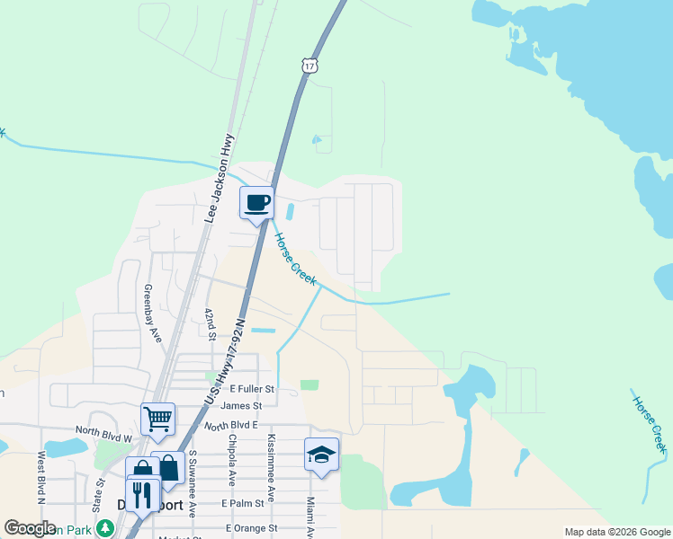 map of restaurants, bars, coffee shops, grocery stores, and more near Jett Lane in Davenport