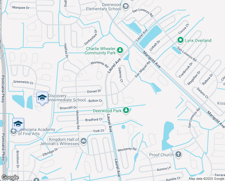 map of restaurants, bars, coffee shops, grocery stores, and more near 903 San Carlos Way in Kissimmee
