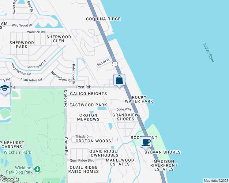 map of restaurants, bars, coffee shops, grocery stores, and more near 3986 North Harbor City Boulevard in Melbourne