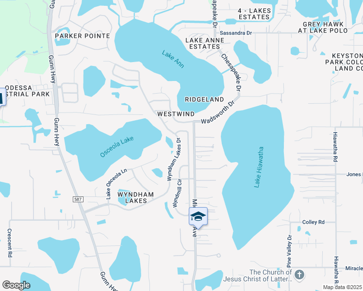 map of restaurants, bars, coffee shops, grocery stores, and more near 19827 Wyndham Lakes Drive in Odessa