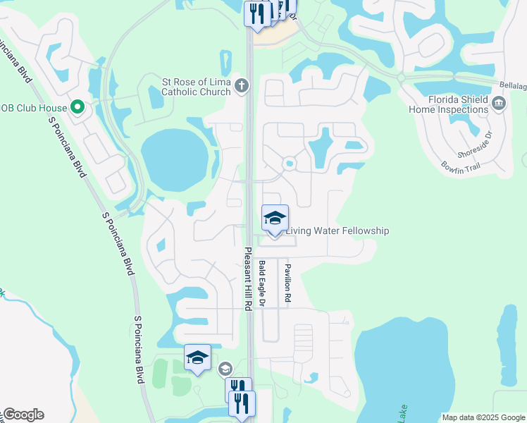 map of restaurants, bars, coffee shops, grocery stores, and more near 4010 Sunburst View Circle in Kissimmee