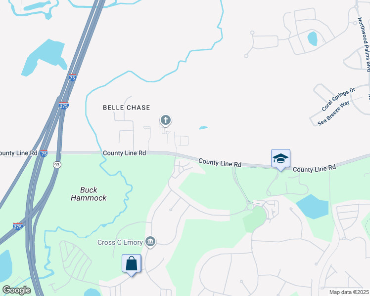 map of restaurants, bars, coffee shops, grocery stores, and more near 26403 Limestone Springs Way in Wesley Chapel