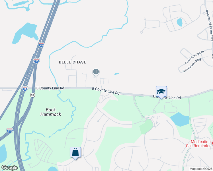 map of restaurants, bars, coffee shops, grocery stores, and more near 26403 Limestone Springs Way in Wesley Chapel