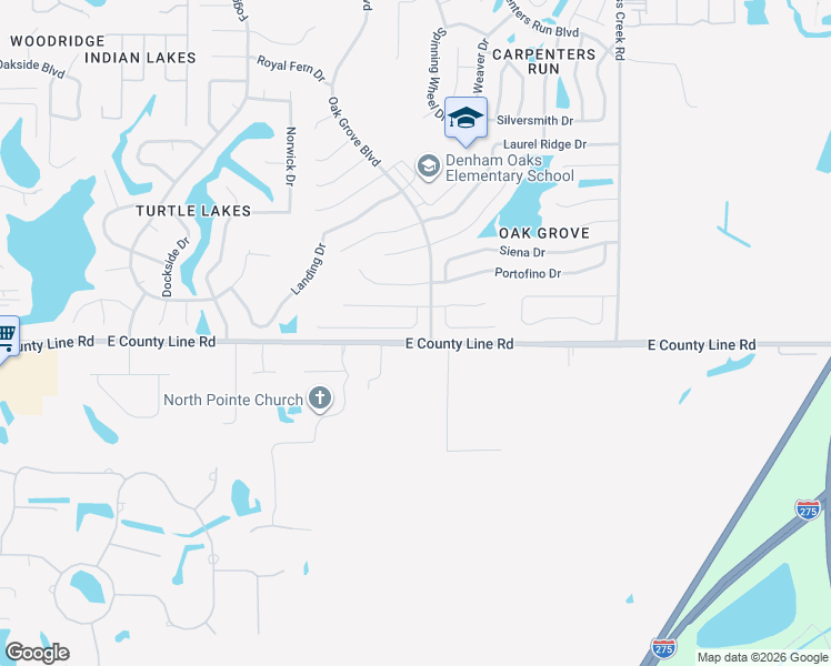 map of restaurants, bars, coffee shops, grocery stores, and more near 24506 Summer Wind Court in Lutz