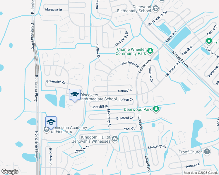 map of restaurants, bars, coffee shops, grocery stores, and more near 69 Dorset Drive in Kissimmee