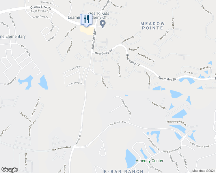 map of restaurants, bars, coffee shops, grocery stores, and more near 1022 Tullamore Drive in Wesley Chapel