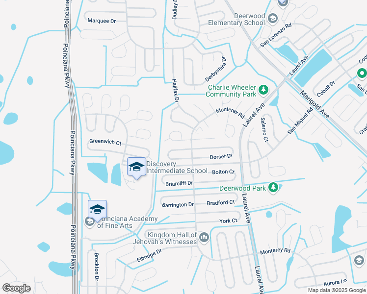map of restaurants, bars, coffee shops, grocery stores, and more near 138 Dorchester Court in Kissimmee